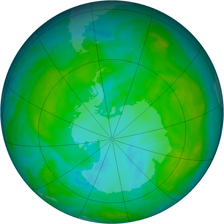 Antarctic ozone map for 24 January 1984